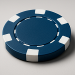 Close-up of a blue poker chip on a neutral background